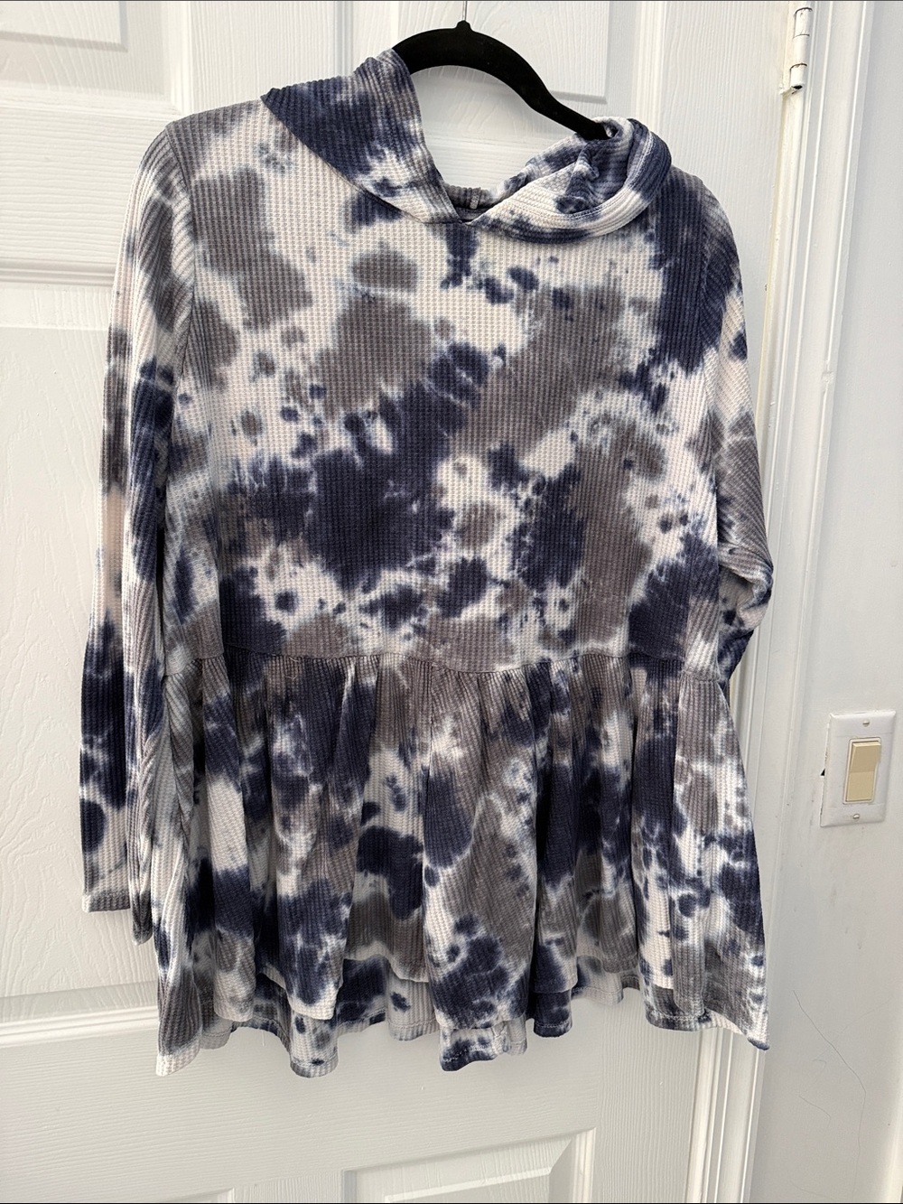 Lane Bryant Tie-Dye Peplum Hoodie Top - Navy & Gray